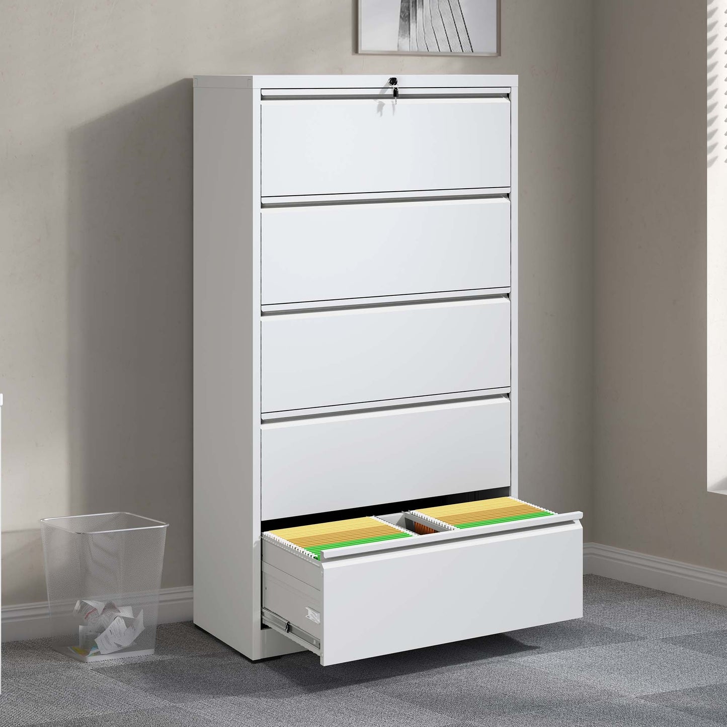 2 Drawer Metal Mobile File Cabinet, Rolling File Cabinet With Lock For Hanging Legal Letter A4 Size,Fully Assembled Except Wheels