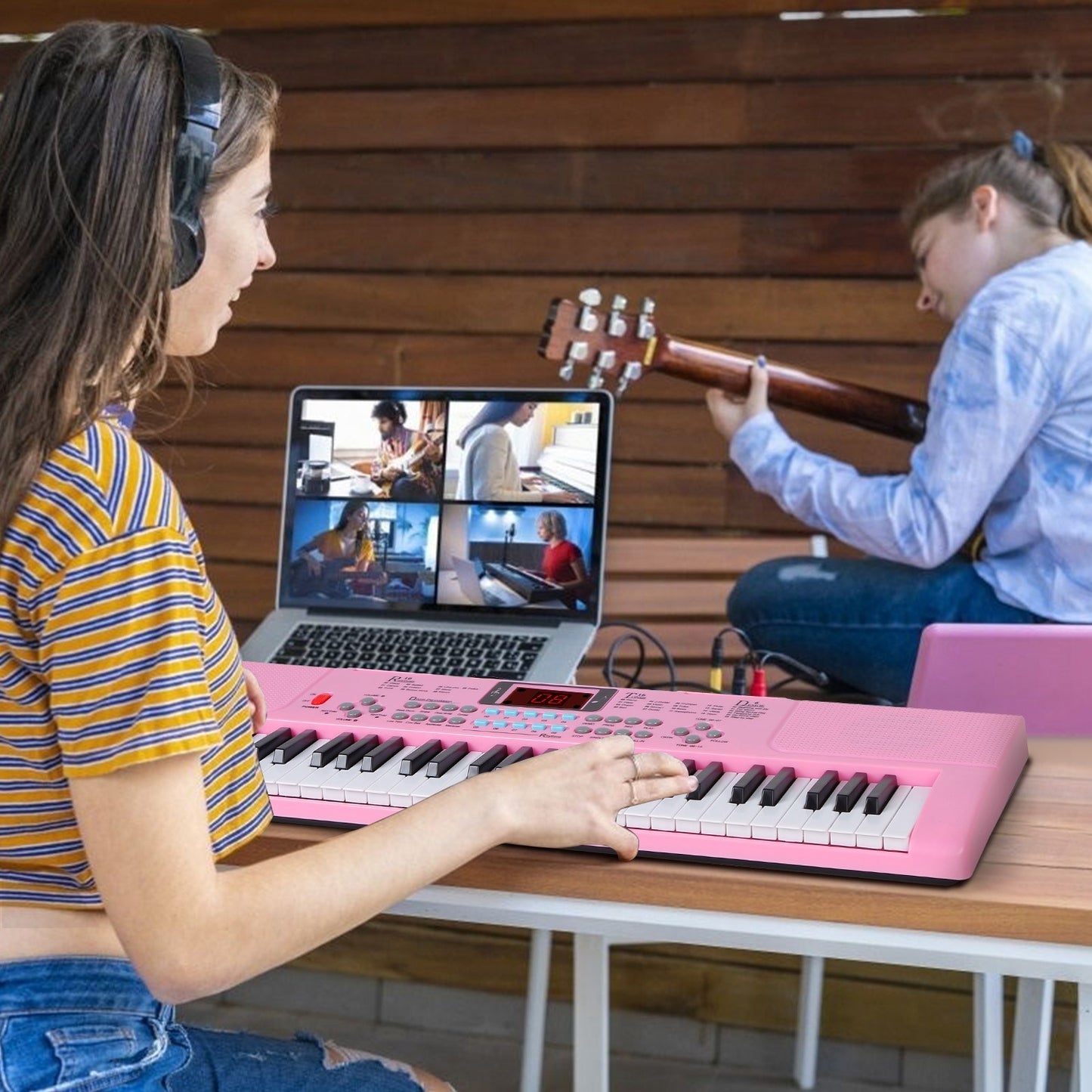 1P 61 Keys Digital Music Electronic Keyboard Electric Musical Piano Instrument Kids Learning Keyboard With Stand Microphone For Beginners