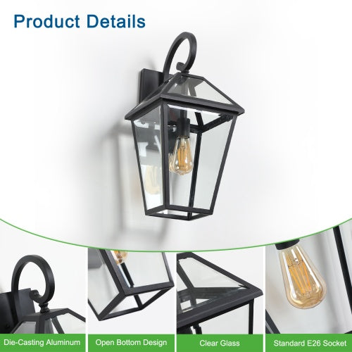 Modern Outdoor Waterproof Wall Lights Support Many Types of Bulbs 2 Packs