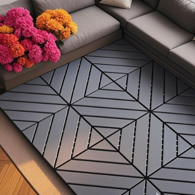 Plastic Interlocking Deck Tiles,44 Pack Patio Deck Tiles,12x12 Square Waterproof Outdoor All Weather Use, Outdoor And Indoor Patio Decking Tiles For Poolside Balcony Backyard, Dark Grey