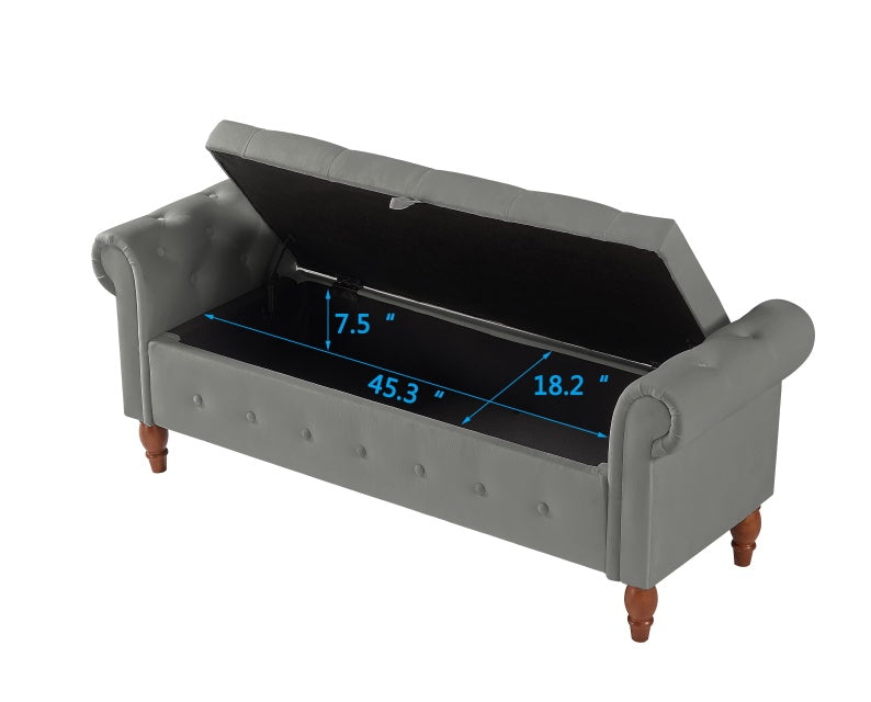 Velvet Multifunctional Storage Bench Rectangular Sofa Stool