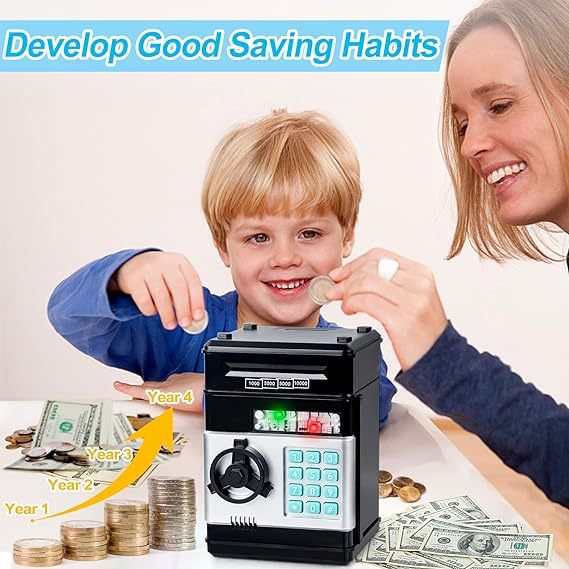 Kids Atm Saving Challenge Automatic Coin Storage Box, 1 Piece Modern Trendy Battery Powered Piggy Bank For Kids Money Saving Supplies Game Room Home Decor