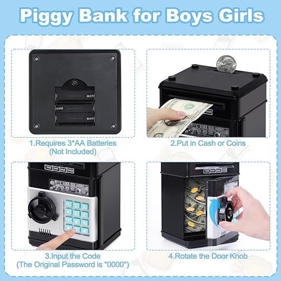 Kids Atm Saving Challenge Automatic Coin Storage Box, 1 Piece Modern Trendy Battery Powered Piggy Bank For Kids Money Saving Supplies Game Room Home Decor