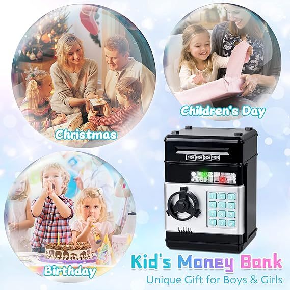 Kids Atm Saving Challenge Automatic Coin Storage Box, 1 Piece Modern Trendy Battery Powered Piggy Bank For Kids Money Saving Supplies Game Room Home Decor