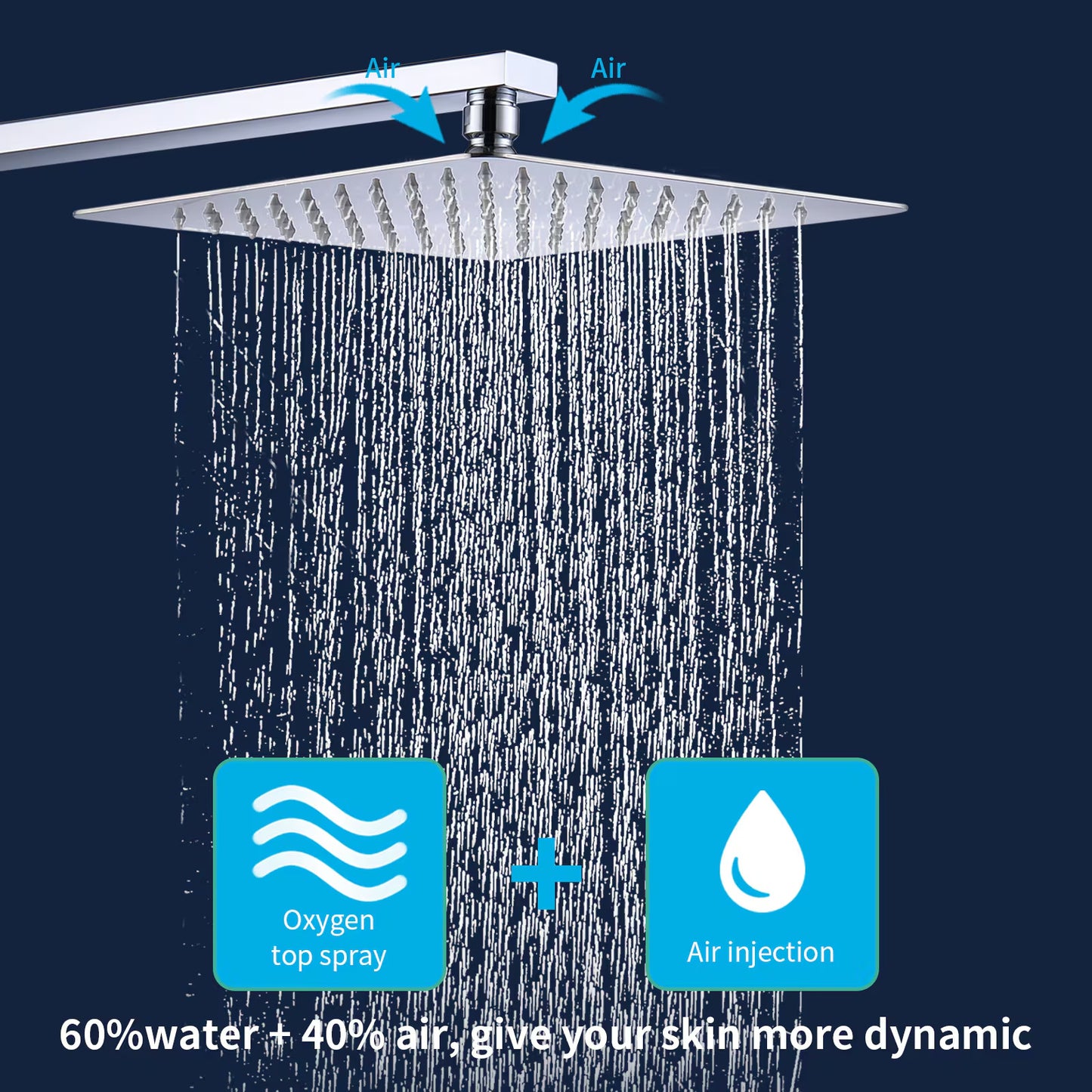 Silver Chrome Rain Metal Shower Faucets Set