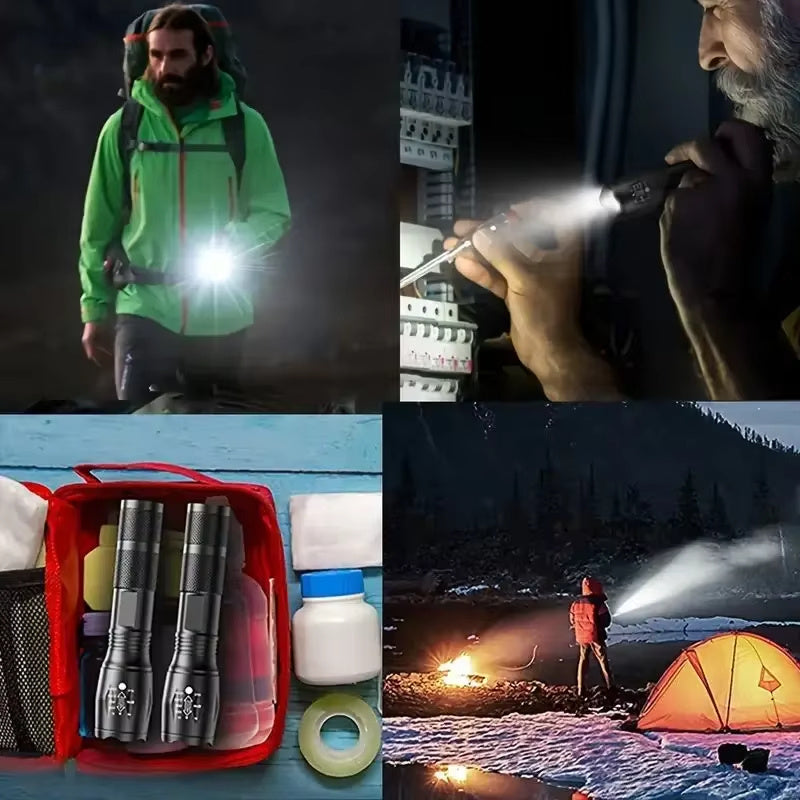 High Power LED Tactical Flashlight 5-Mode Light Zoom Waterproof Portable Torch For Camping Hiking Outdoor Hunting Aluminum Alloy Bright LED 5 Modes Zoomable Searchlight Handheld