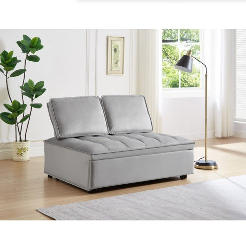 Convertible Grey Sleeping Sofa Bed, Modern Velvet Fabric Double Seat Sofa Bed, Sleeping Sofa Bed With 2 Backs And Detachable Backs, Backs, Suitable For Living Room Bedroom