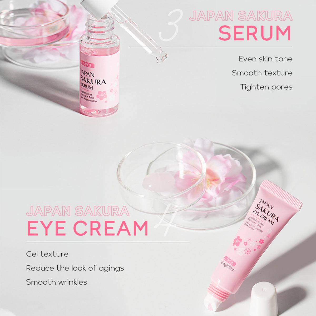 Skin Care Set JAPAN SAKURA Women Beauty Gift Sets Kit With Cleanser, Toner, Lotion, Serum, Eye Cream, Face Cream Travel Kit For Women Teen Girls Mom Daughter TSA-friendly Sizes 6pcs