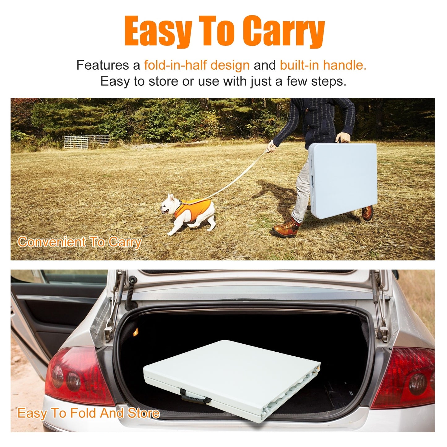 White 4ft Portable Folding Table Indoor&Outdoor Maximum Weight 135KG Foldable Table For Camping