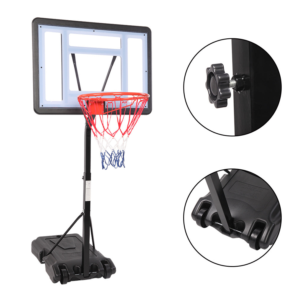 PVC Transparent Board Basket Frame Adjustable 115-135cm Basketball Stand