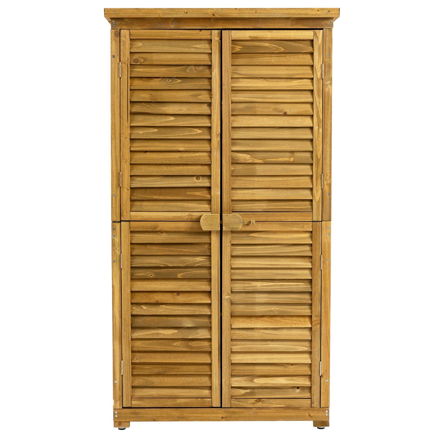 Outdoor Storage Cabinet, Wood Garden Shed, Pool Storage Shed With Lockable Door, Waterproof Roof And 2 Removable Shelves, Vertical Outside Storage Shed For Patio, Backyard And Lawn
