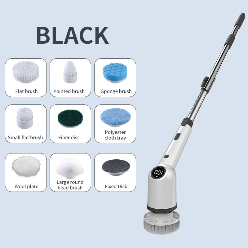 Electric Spin Scrubber - 9 Replacement Brush Heads, 3 Adjustable Sizes, 8000mAh Battery, Dual Speeds, Lightweight USB Handheld Design For Home Cleaning