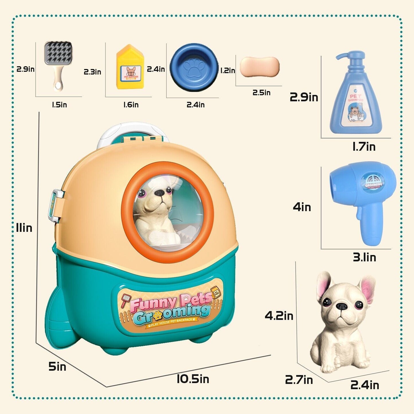 2025 Pet Care Play Set Doctor Kit For Kids, 16 Pcs Doctor Pretend Play Vet Dog Grooming Toys Puppy Dog Carrier Feeding Dog Backpack Gifts