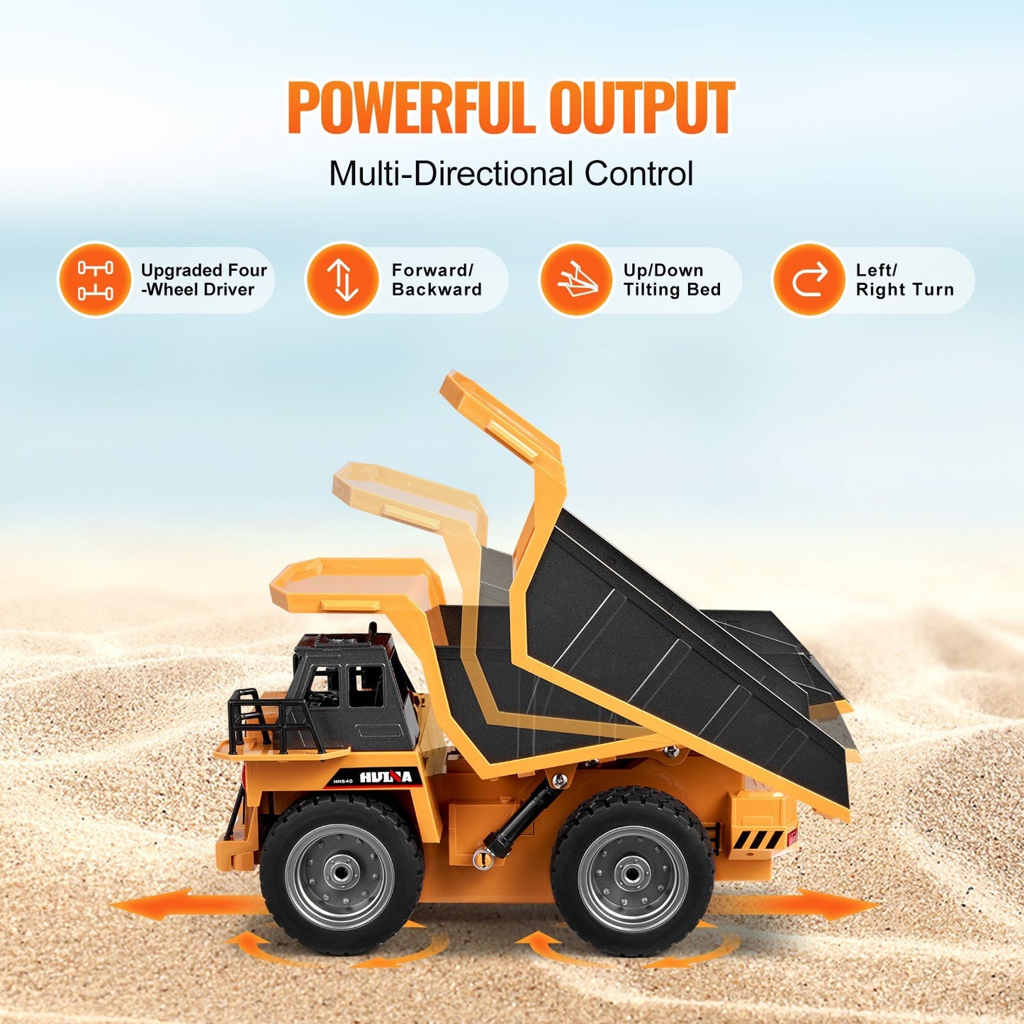 VEVOR RC Remote Control Dump Truck Toy Construction Vehicle Toy 9CH Scale