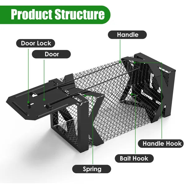 Humane Mouse Trap Cage, Non-Lethal No Electricity Glue Chemicals , Heavy Duty 1.15mm Metal Rustproof , Easy Catch & Release For Mice Voles Hamsters, Indoors Outdoors Use