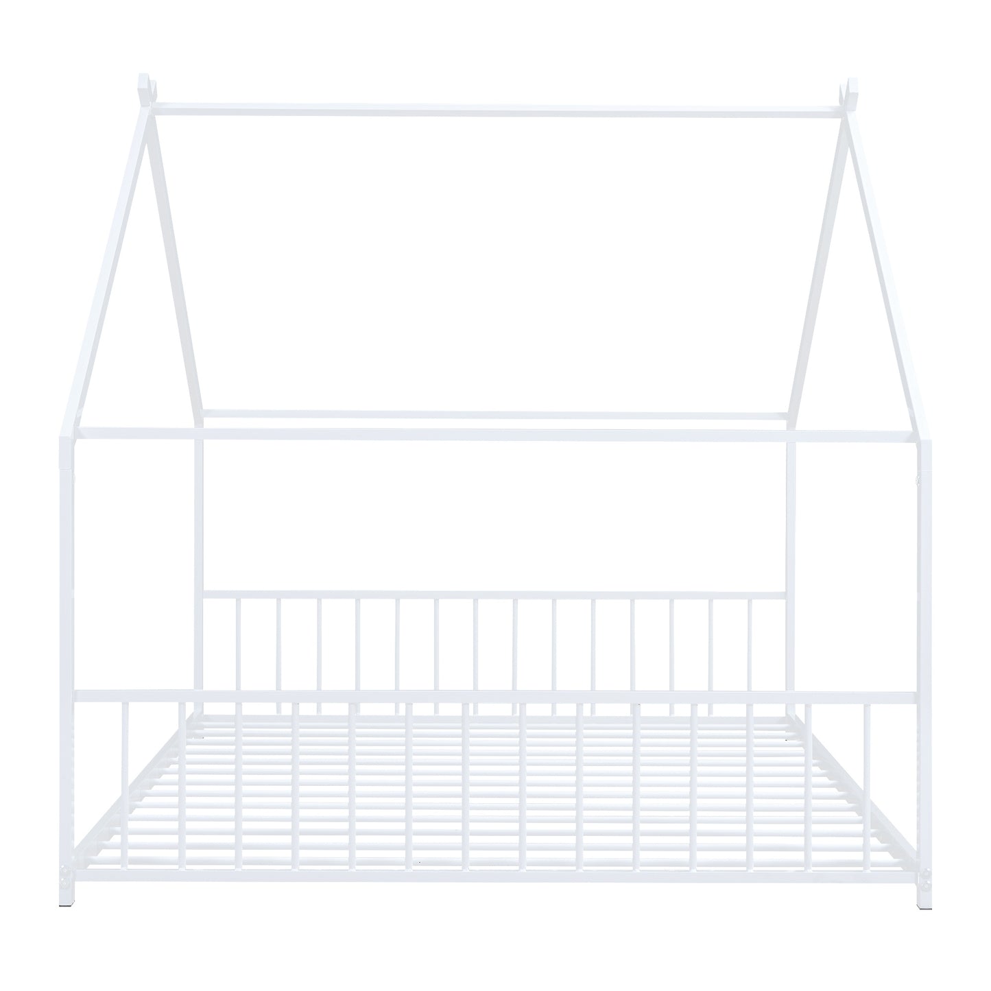 Full Size Metal House Montessori Bed, White