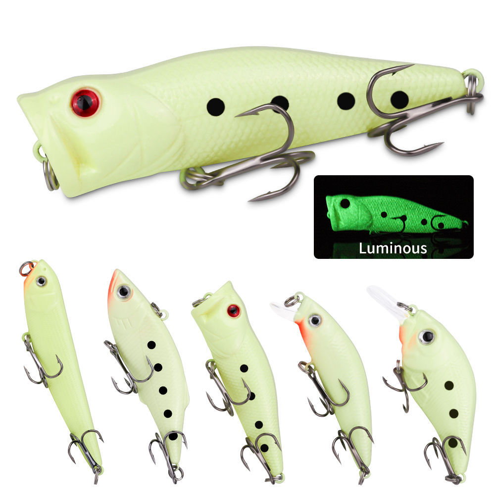 22-piece Set Hard Lure Soft Frog Popper Minnow Pencil VIB Luminous Bait Set Durable Hooks Realistic Action Ideal