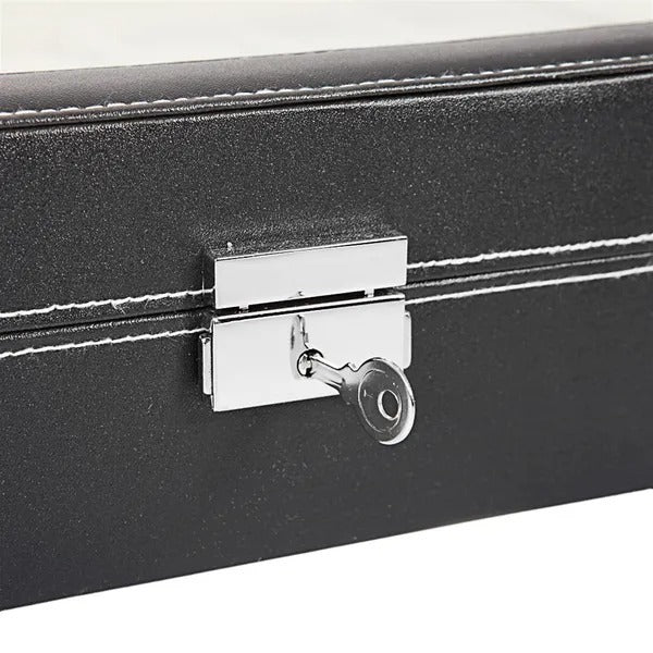 24 Slot Elegant Portable Black Watch Box Case Organizer For Storage Display Holds Watches Jewelry For Men Women