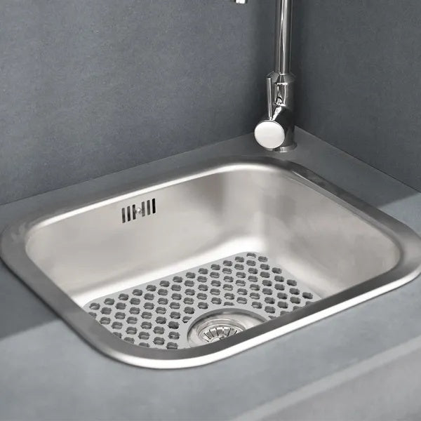 Silicone Grid Sink Mat With Central Drain Hole Non-Slip Kitchen Stainless Steel Sink Protector