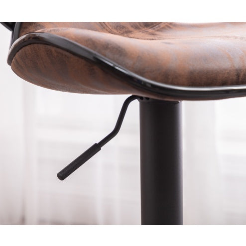 Swivel Barstool With Chrome Base Masaccio Weathered Upholstery Airlift Adjustable, Set Of 2, Brown