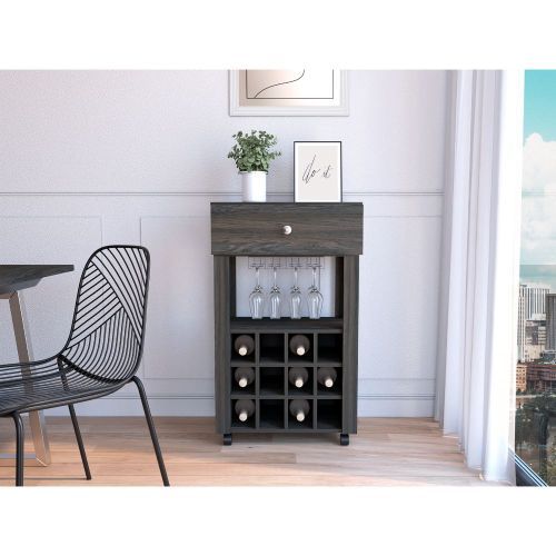 Margh Bar Cart Wine Rack Organizer Drawer Carbon Espresso Cabinet