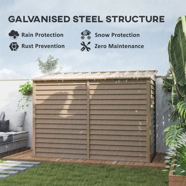 Garden Galvanized Steel Shed Brown