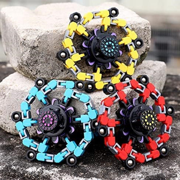 Creative Fidget Spinner Bicycle Chain Decompression Rotation Deformation Gyro-8pcs All Patterns Random