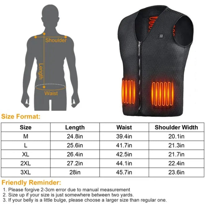 Adjustable USB Heated Warm Jacket Vest