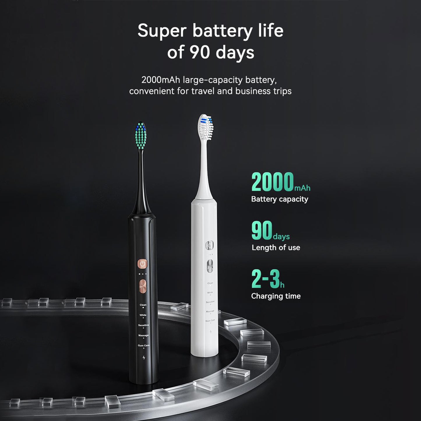 Aquasonic Black Series Ultra Whitening Toothbrush ADA Approved Electric Toothbrush 8 Brush Heads And Travel Case, 40,000 VPM Electric Motor And Wireless Charging, 4 Modes With Smart Timer