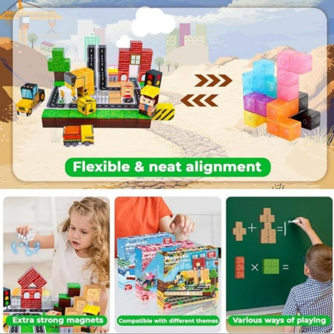 Magnetic Block Toy Engineering Blocks -100pcs