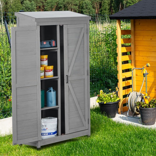Outdoor Lockers Wood Metal Tops Outdoor Patio Garden Storage Sheds Closet