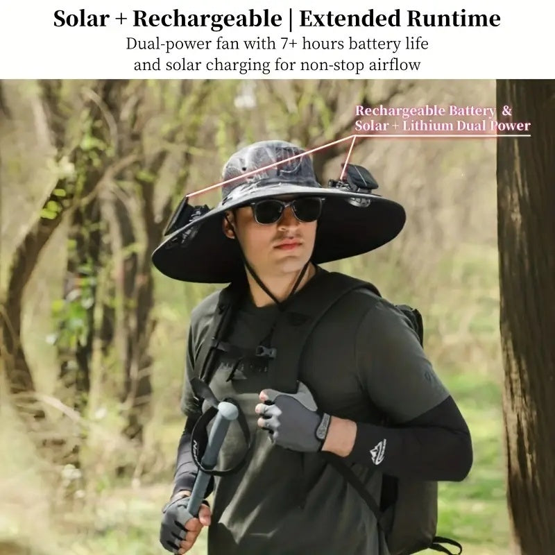 Solar Cooling Hat With Built-in USB Fan - For Outdoor Camping, Beach, And Construction - Lightweight And Breathable Sun Protection Hat For Men And Women - High-quality Outdoor Solar Fan Hat, Essential