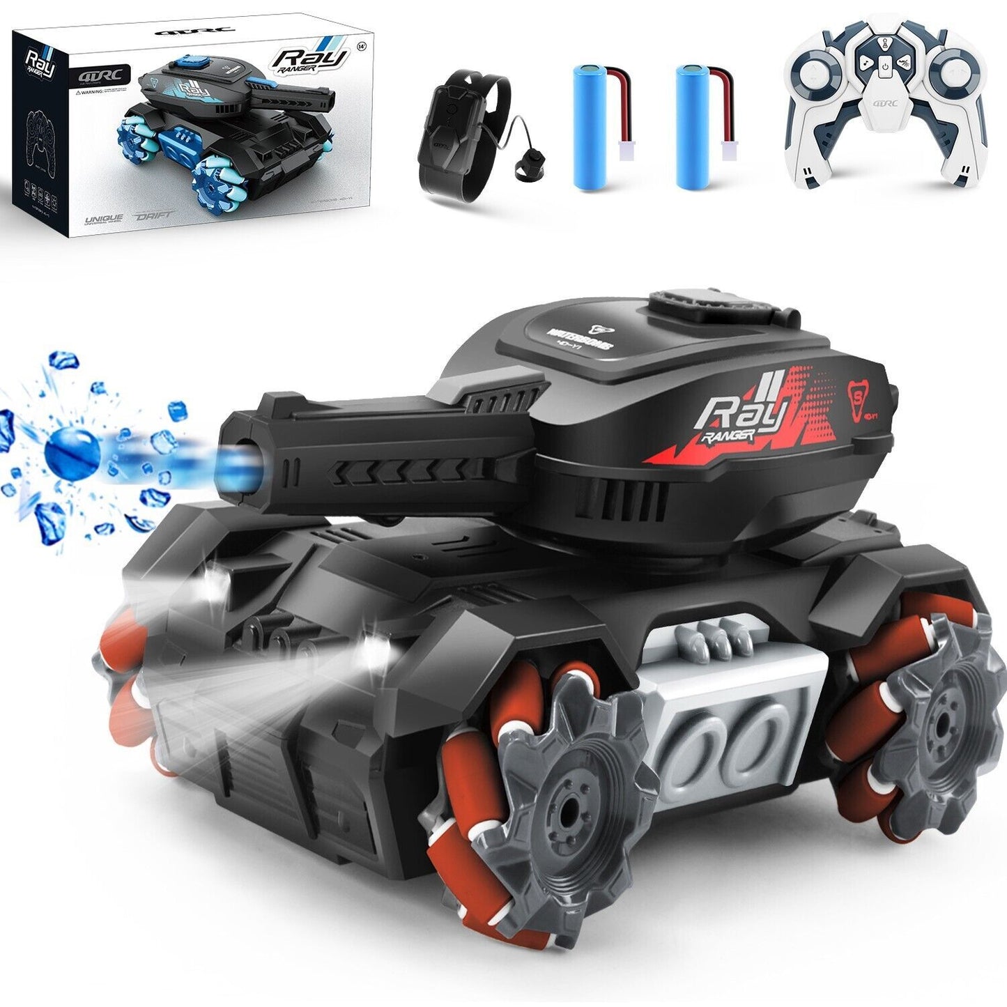 2025 Y1 RC Truck Drift Gesture Car, Rc Crawler Scale Water Bullet Shooting,All Terrain 4WD Battle Stunt Car With 360 Rotating, Lights Music Birthday Gifts,RED.