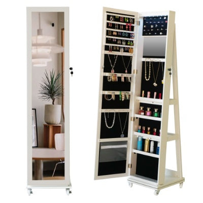 Full Length Mirror 360 Swivel Jewelry Cabinet