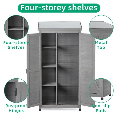 Outdoor Lockers Wood Metal Tops Outdoor Patio Garden Storage Sheds Closet