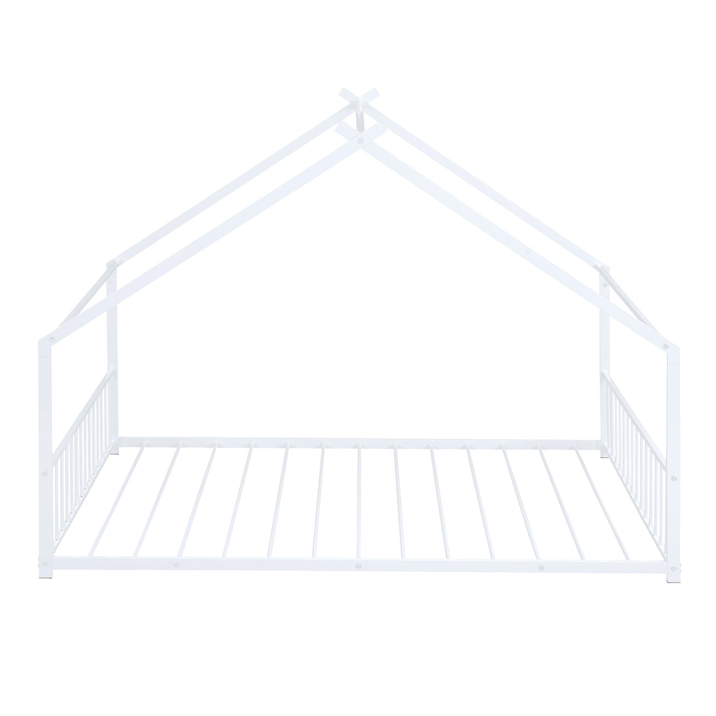 Full Size Metal House Montessori Bed, White