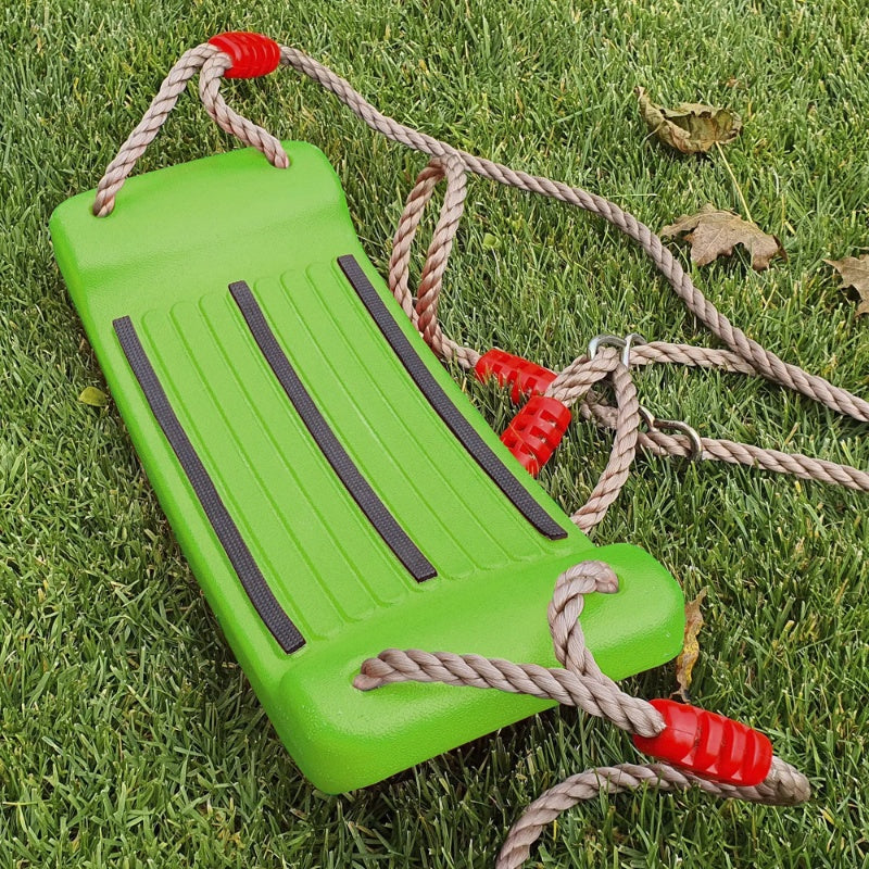 Swing Seat Green For Kids And Adults With Length Control Hinge 220lb 100kg Load Ninja Slackline Ready Triangle Carabiners Included Playground Swing Set Accessories Replacement