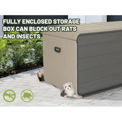 260 Gallon Plastic Deck Box, Large Patio Storage Box With Lock, Wheels Waterproof Lid For Outdoor Cushions, Garden And Pool Supplies Gray