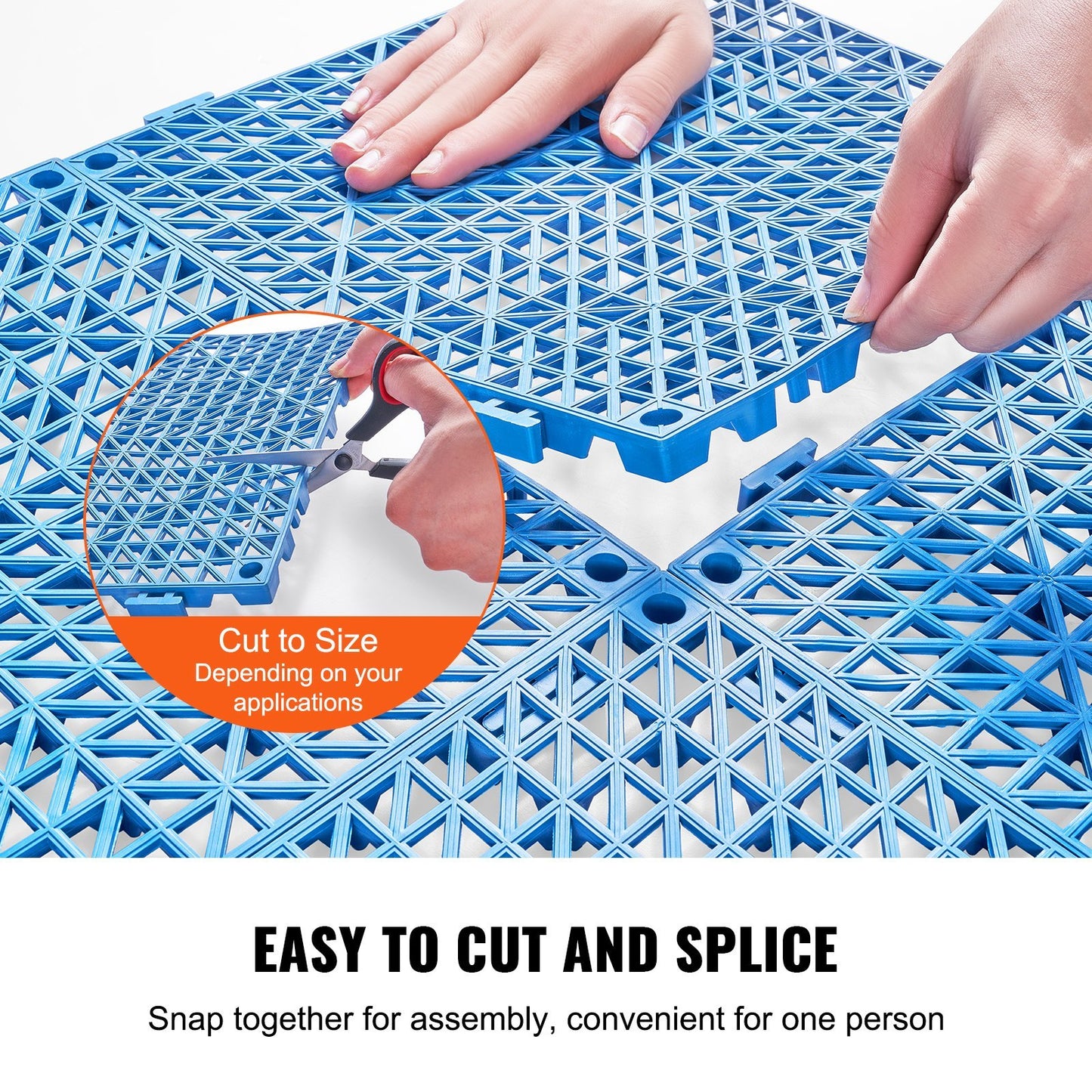 VEVOR Interlocking Tile 50PCS Blue, Drainage Tiles Splicing, PVC Interlocking Drainage Floor Tiles, Non-Slip Drainage Holes For Restroom, Bathroom, Kitchen, Pool, Wet Areas