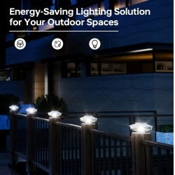 6 Pack White Outdoor Solar Post Cap Lights Cold IP65 Waterproof For 4x4 5x5 6x6 Wood Posts In Garden Decor