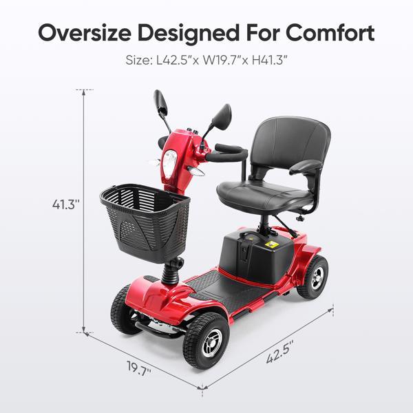 Foldable 4-wheel Electric Scooter With Basket And Extended Battery