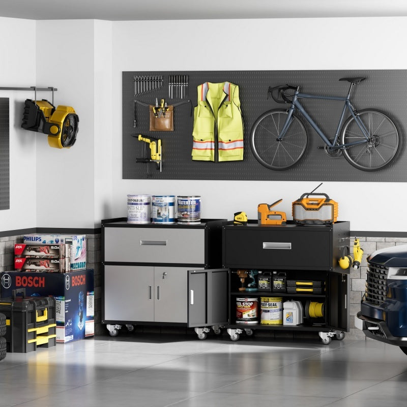 Metal Garage Cabinet, Rolling Tool Box With Wheels
