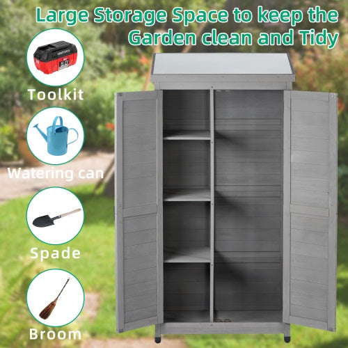 Outdoor Lockers Wood Metal Tops Outdoor Patio Garden Storage Sheds Closet