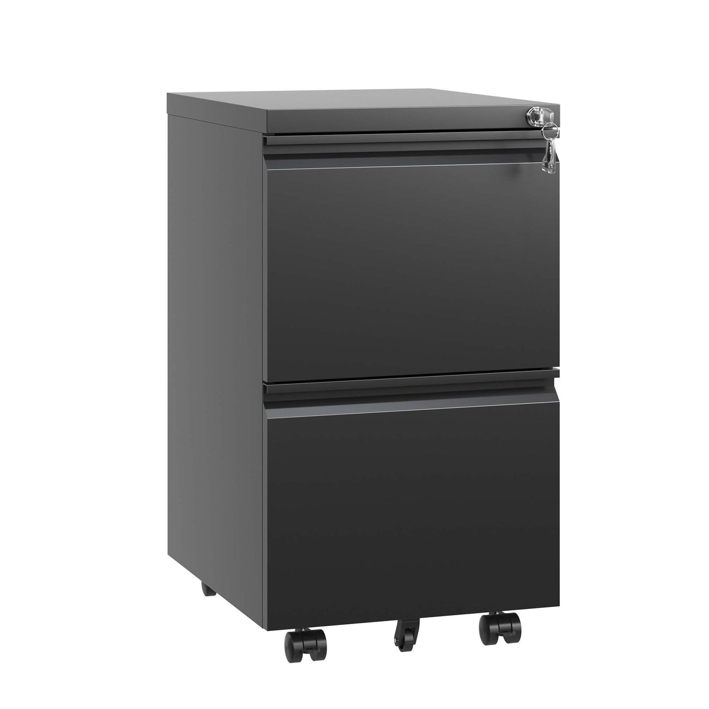 2 Drawer Metal Mobile File Cabinet, Rolling File Cabinet With Lock For Hanging Legal Letter A4 Size,Fully Assembled Except Wheels