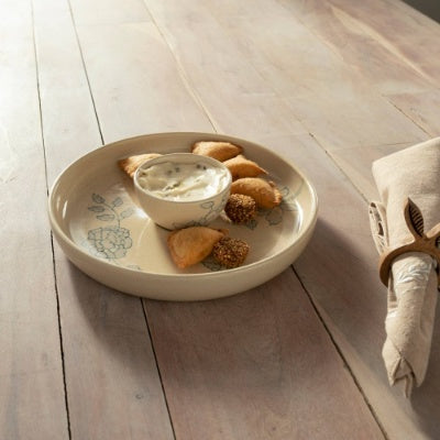 Handcrafted Ceramic Chip And Dip Bowl Stylish Serving Bowl For Parties Gatherings