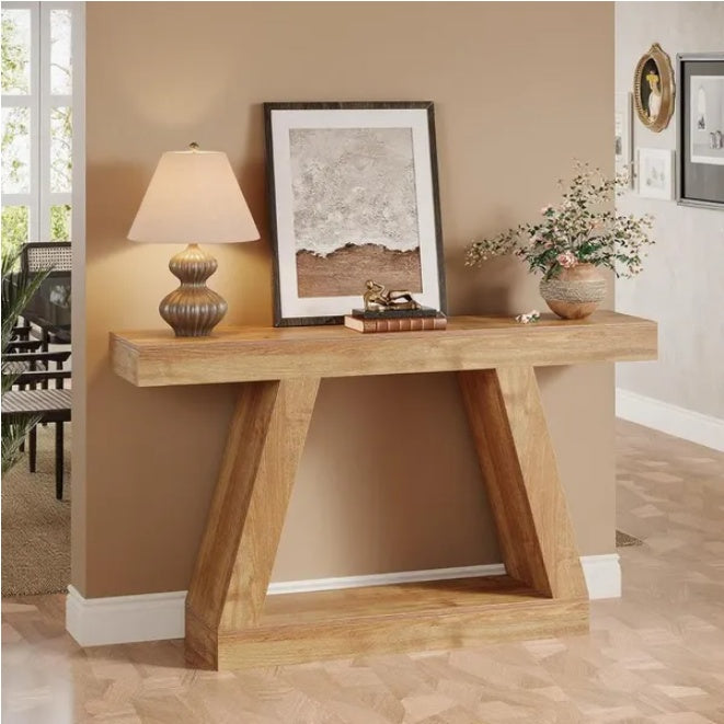 Console Table, 55-Inch Rustic Sofa Table With Storage, Industrial Wooden Entryway Table