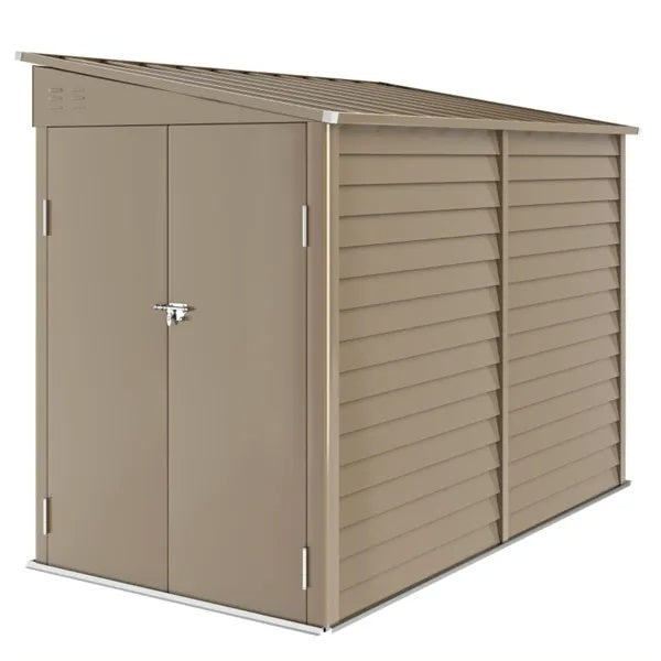 Garden Galvanized Steel Shed Brown