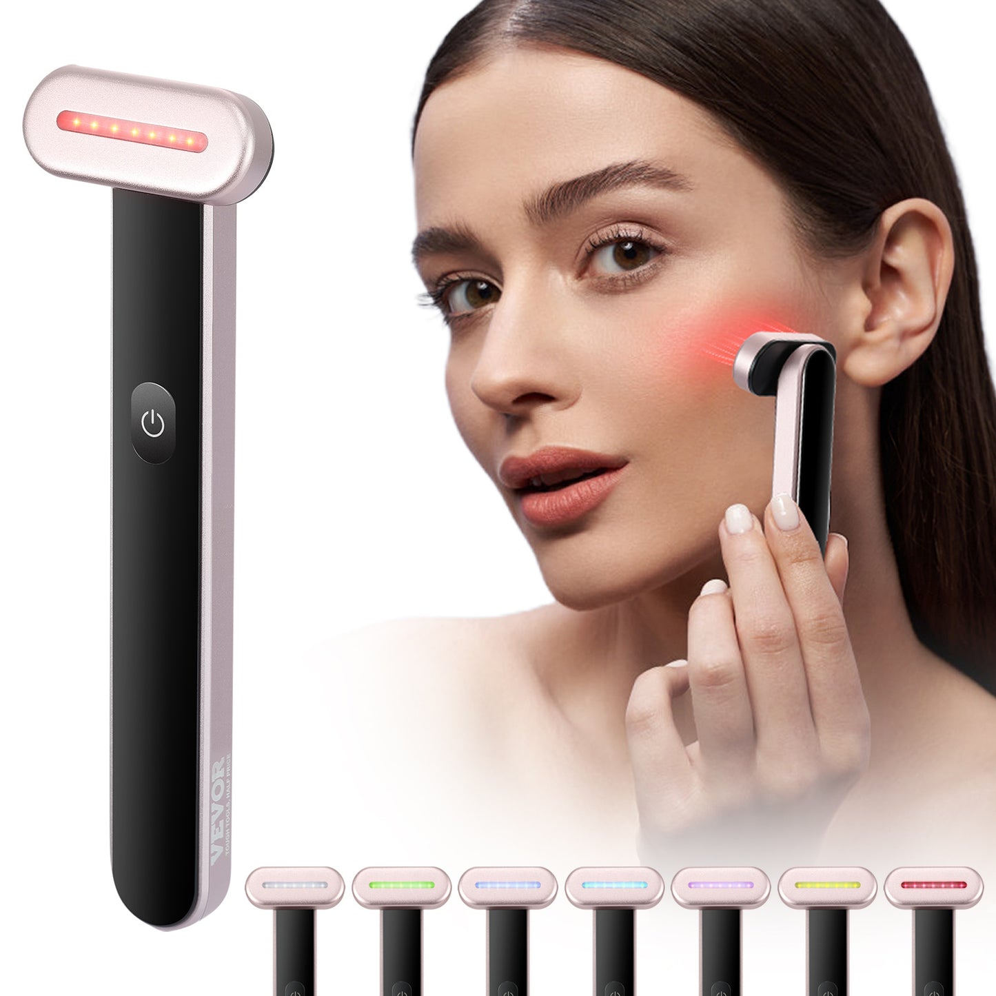 3 in 1 Red Light Therapy Wand For Face, 7Color LED Facial Wand Red Light Therapy Device With Heatig Therapy Microcurrent Vibrating Massage, Portable LED Beauty Wand For Face, Neck