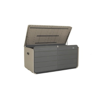260 Gallon Plastic Deck Box, Large Patio Storage Box With Lock, Wheels Waterproof Lid For Outdoor Cushions, Garden And Pool Supplies Gray