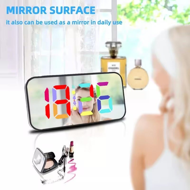 LED Mirror Large Display Table Clock, Suitable For Bedroom, Home, Living Room, Office